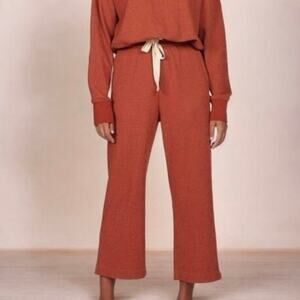 Charlie Holiday Burnt Orange Waffle Knit Cozy Lounge Pants Size 4/Small